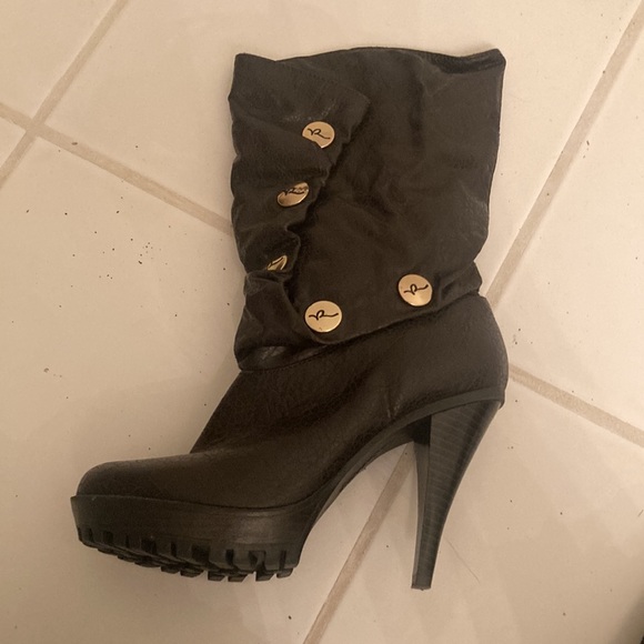 Rocawear High Heeled Boots Woth Gold Brass Snap Buttons & Side Zippers - Picture 11 of 11